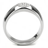 DA367 - High polished (no plating) Stainless Steel Ring with AAA Grade CZ  in Clear - Alamode