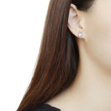 DA368 - High polished (no plating) Stainless Steel Earrings with AAA Grade CZ in Clear - Alamode - Flyclothing LLC