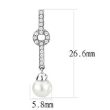 DA370 - High polished (no plating) Stainless Steel Earrings with Synthetic Pearl in White - Alamode