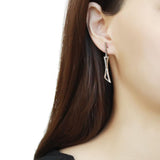 DA372 - High polished (no plating) Stainless Steel Earrings with AAA Grade CZ  in Clear - Alamode