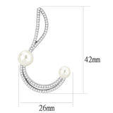 DA375 - High polished (no plating) Stainless Steel Earrings with Synthetic Pearl in White - Alamode - Flyclothing LLC