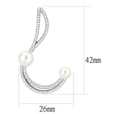 DA375 - High polished (no plating) Stainless Steel Earrings with Synthetic Pearl in White - Alamode