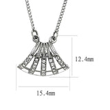 DA380 - High polished (no plating) Stainless Steel Chain Pendant with AAA Grade CZ in Clear - Alamode - Flyclothing LLC