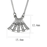DA380 - High polished (no plating) Stainless Steel Chain Pendant with AAA Grade CZ  in Clear