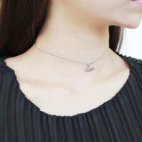 DA380 - High polished (no plating) Stainless Steel Chain Pendant with AAA Grade CZ in Clear - Alamode - Flyclothing LLC