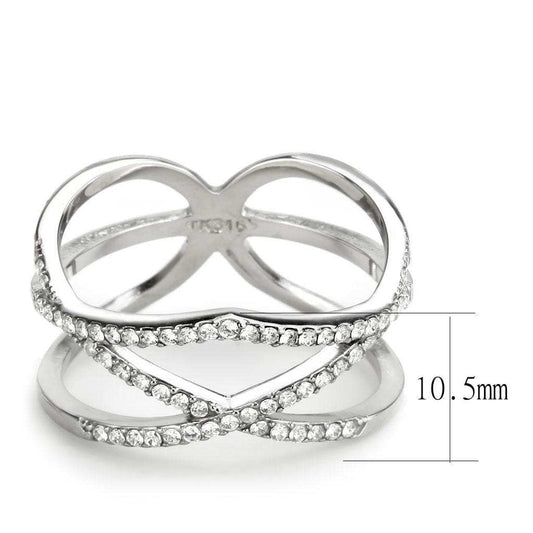 DA381 - High polished (no plating) Stainless Steel Ring with AAA Grade CZ in Clear - Alamode - Flyclothing LLC