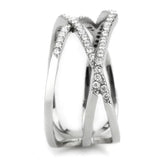 DA381 - High polished (no plating) Stainless Steel Ring with AAA Grade CZ in Clear - Alamode - Flyclothing LLC