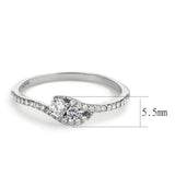 DA382 - High polished (no plating) Stainless Steel Ring with AAA Grade CZ  in Clear - Alamode