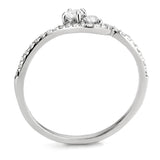 DA382 - High polished (no plating) Stainless Steel Ring with AAA Grade CZ  in Clear - Alamode