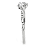 DA382 - High polished (no plating) Stainless Steel Ring with AAA Grade CZ  in Clear - Alamode
