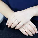 DA382 - High polished (no plating) Stainless Steel Ring with AAA Grade CZ in Clear - Alamode - Flyclothing LLC