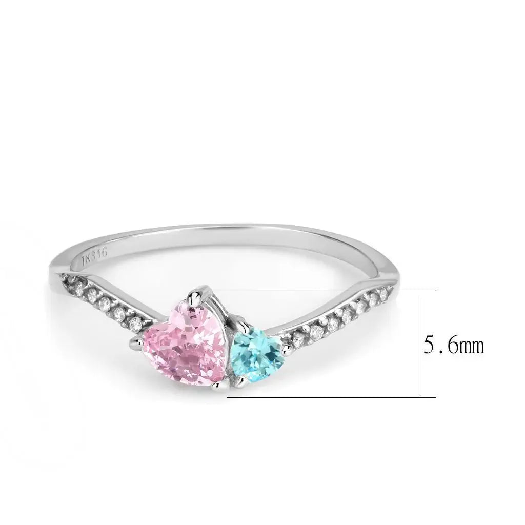 DA384Q - High polished (no plating) Stainless Steel Ring with AAA Grade CZ in Multi Color - Alamode - Flyclothing LLC