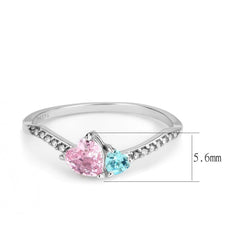 DA384Q - High polished (no plating) Stainless Steel Ring with AAA Grade CZ  in Multi Color
