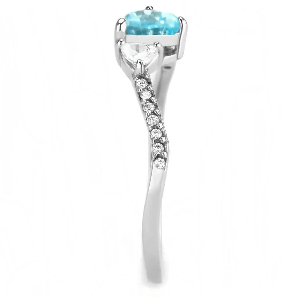 DA384Q - High polished (no plating) Stainless Steel Ring with AAA Grade CZ in Multi Color - Alamode - Flyclothing LLC