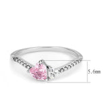 DA384 - High polished (no plating) Stainless Steel Ring with AAA Grade CZ  in Rose - Alamode