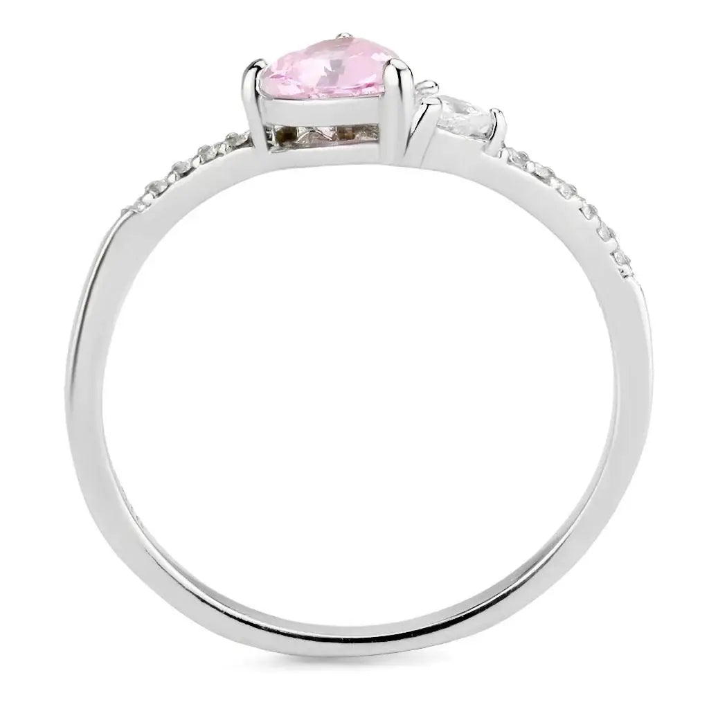 DA384 - High polished (no plating) Stainless Steel Ring with AAA Grade CZ in Rose - Alamode - Flyclothing LLC