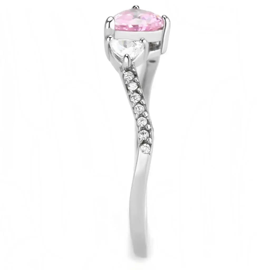 DA384 - High polished (no plating) Stainless Steel Ring with AAA Grade CZ in Rose - Alamode - Flyclothing LLC