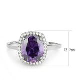 DA385 - High polished (no plating) Stainless Steel Ring with AAA Grade CZ in Amethyst - Alamode - Flyclothing LLC