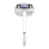 DA385 - High polished (no plating) Stainless Steel Ring with AAA Grade CZ  in Amethyst - Alamode
