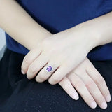 DA385 - High polished (no plating) Stainless Steel Ring with AAA Grade CZ in Amethyst - Alamode - Flyclothing LLC