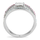 DA386 - High polished (no plating) Stainless Steel Ring with AAA Grade CZ in Multi Color - Alamode - Flyclothing LLC
