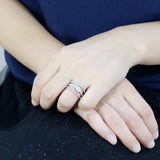 DA386 - High polished (no plating) Stainless Steel Ring with AAA Grade CZ in Multi Color - Alamode - Flyclothing LLC
