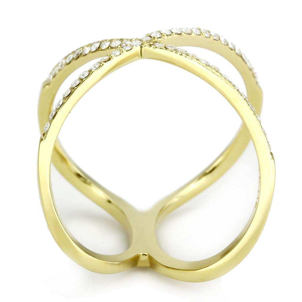 DA387 - IP Gold(Ion Plating) Stainless Steel Ring with AAA Grade CZ in Clear - Alamode - Flyclothing LLC