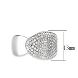 DA388 - High polished (no plating) Stainless Steel Ring with AAA Grade CZ in Clear - Alamode