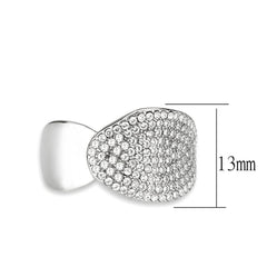 DA388 - High polished (no plating) Stainless Steel Ring with AAA Grade CZ in Clear