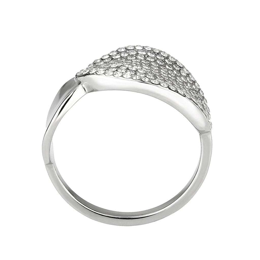 DA388 - High polished (no plating) Stainless Steel Ring with AAA Grade CZ in Clear - Alamode - Flyclothing LLC