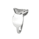 DA388 - High polished (no plating) Stainless Steel Ring with AAA Grade CZ in Clear - Alamode