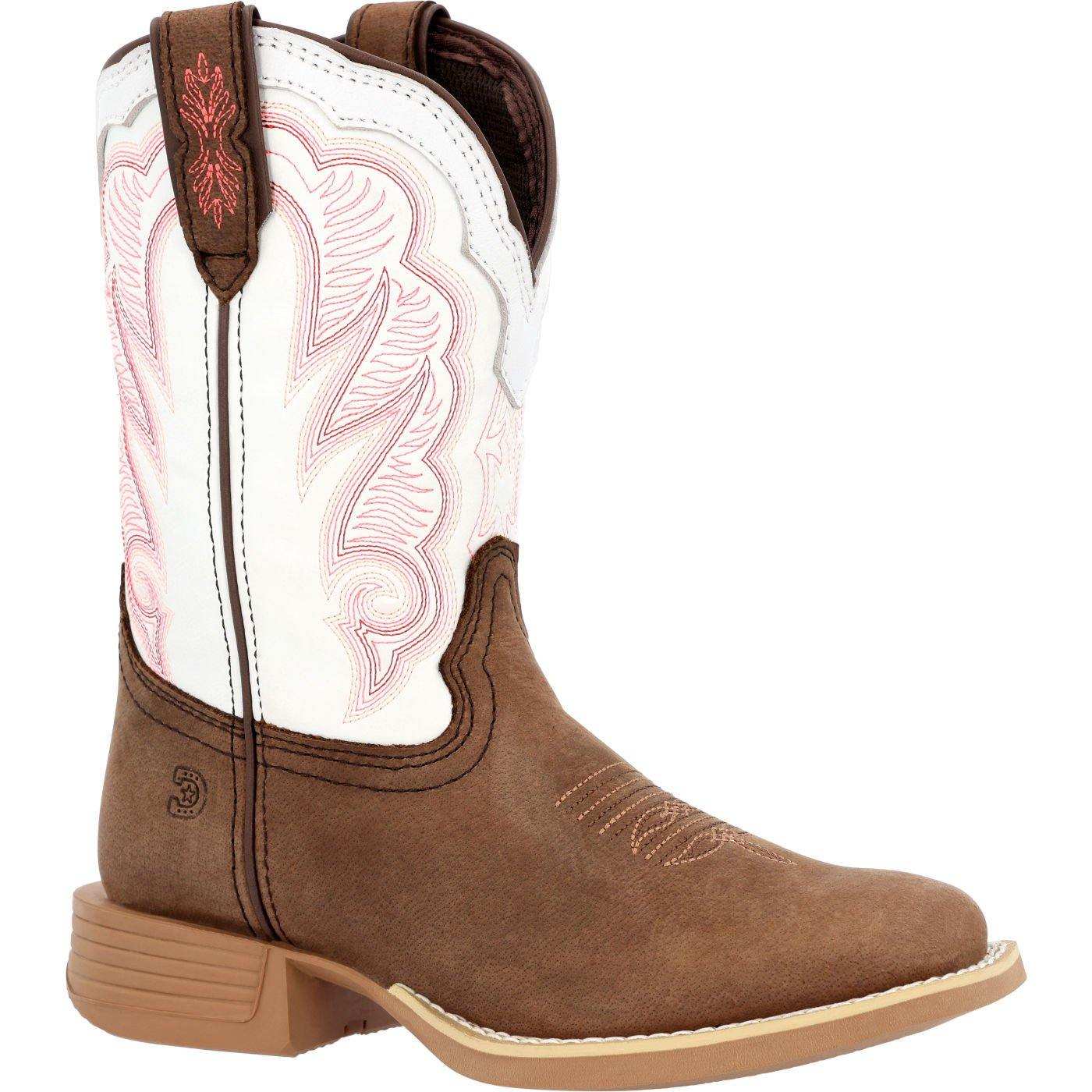 Durango Lil' Rebel Pro™ Big Kid's Trail Brown and White Western Boot - Durango - Flyclothing LLC