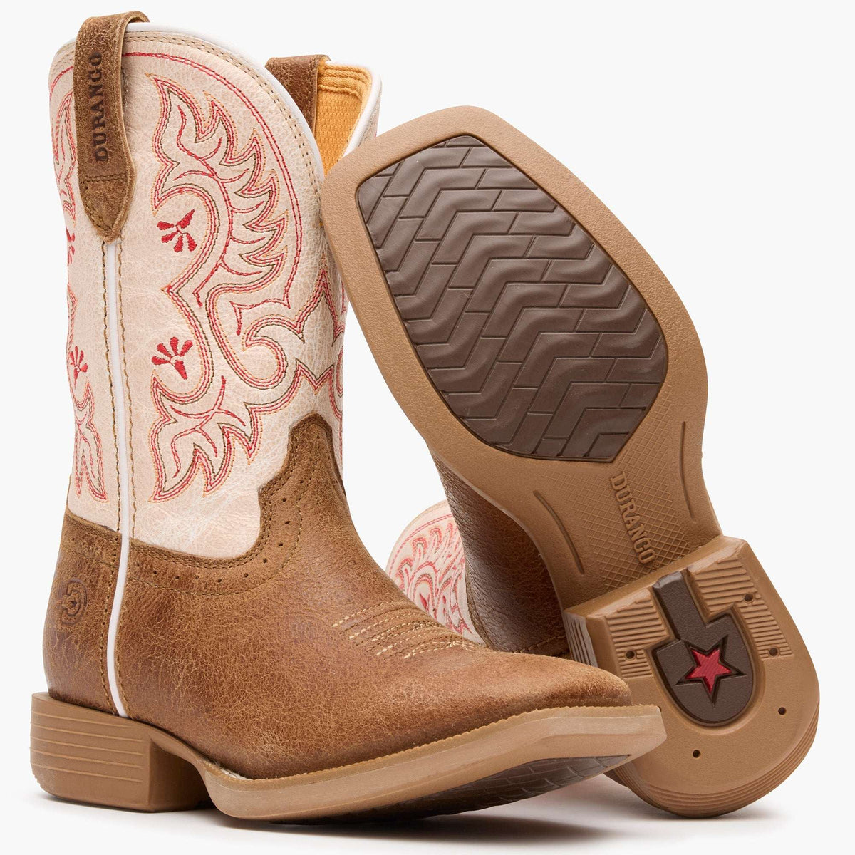 Durango Big Kids' Shyloh Western Boot Honey Tan / Metallic Peach