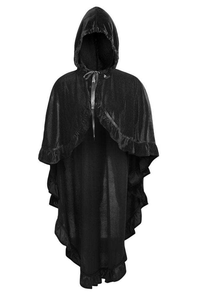 Daisy Corsets Black Velvet Hooded Ruffle Cape - Daisy Corsets - Flyclothing LLC