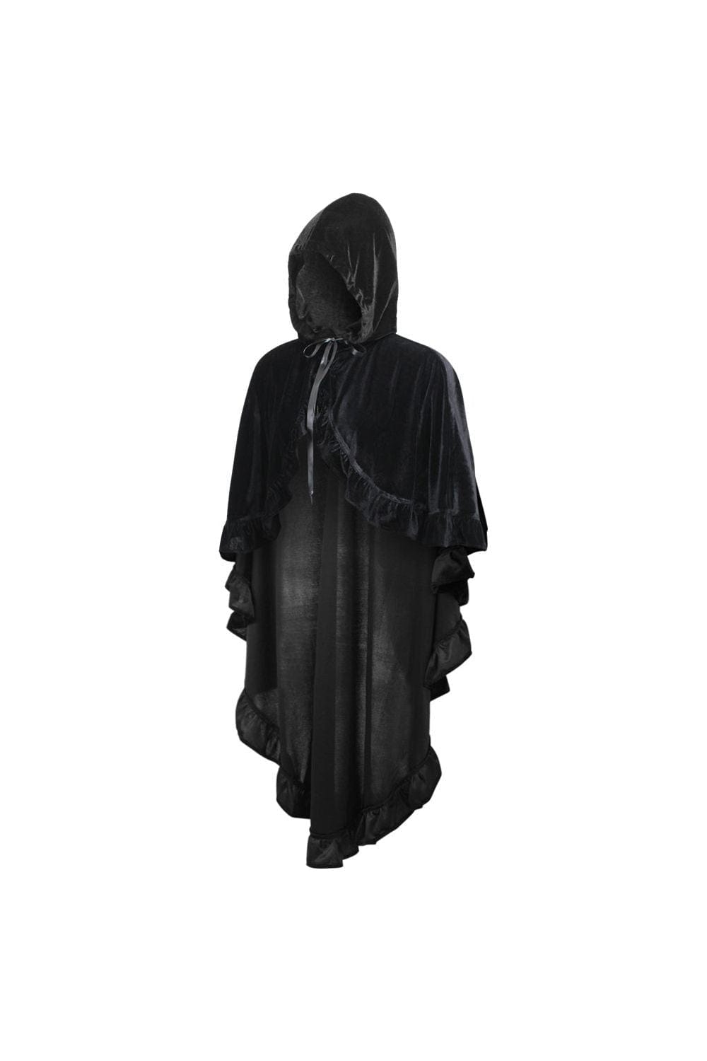 Daisy Corsets Black Velvet Hooded Ruffle Cape - Daisy Corsets