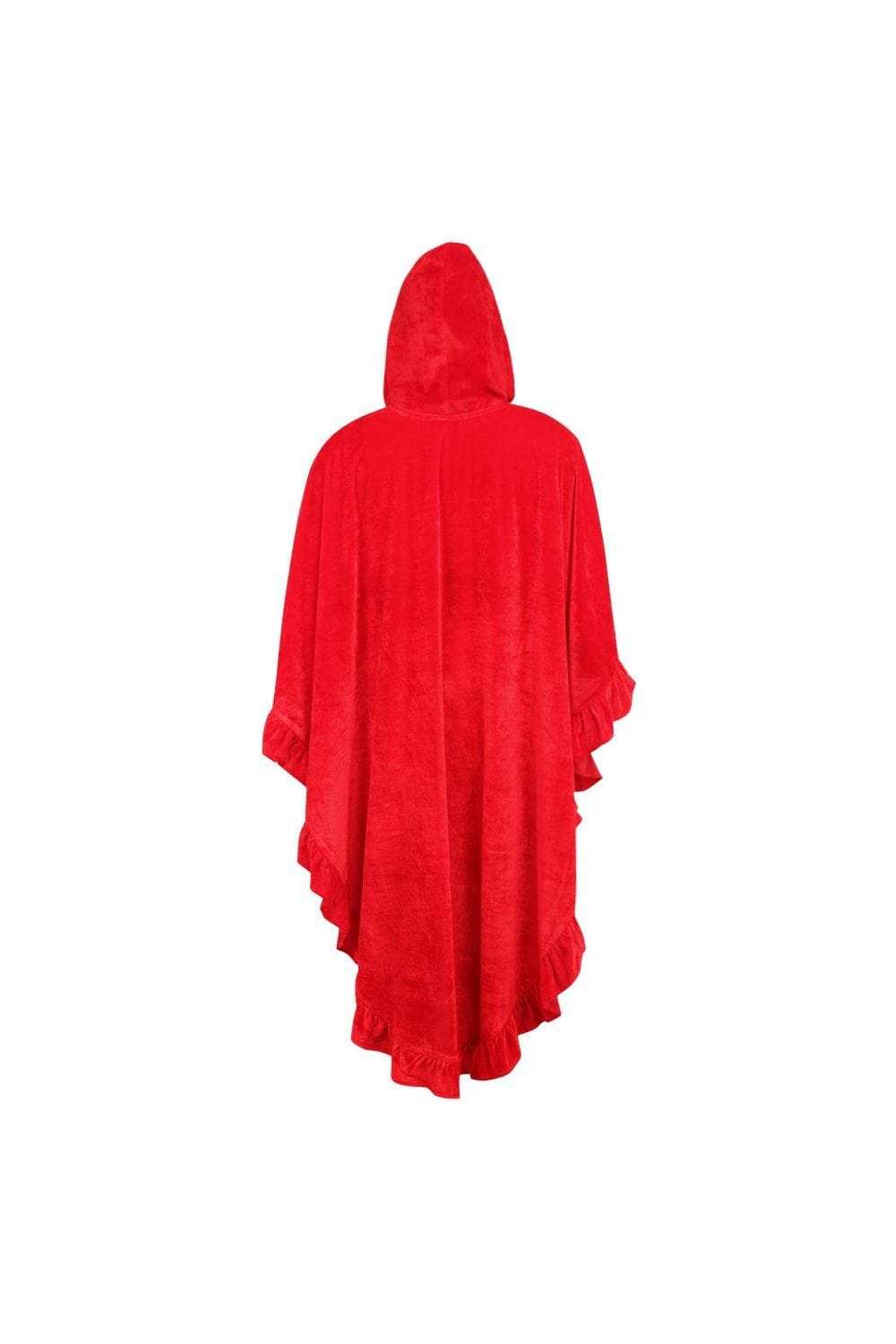 Daisy Corsets Red Velvet Hooded Ruffle Cape - Daisy Corsets - Flyclothing LLC