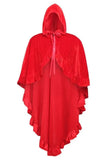 Daisy Corsets Red Velvet Hooded Ruffle Cape - Daisy Corsets