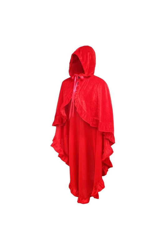 Daisy Corsets Red Velvet Hooded Ruffle Cape - Daisy Corsets - Flyclothing LLC