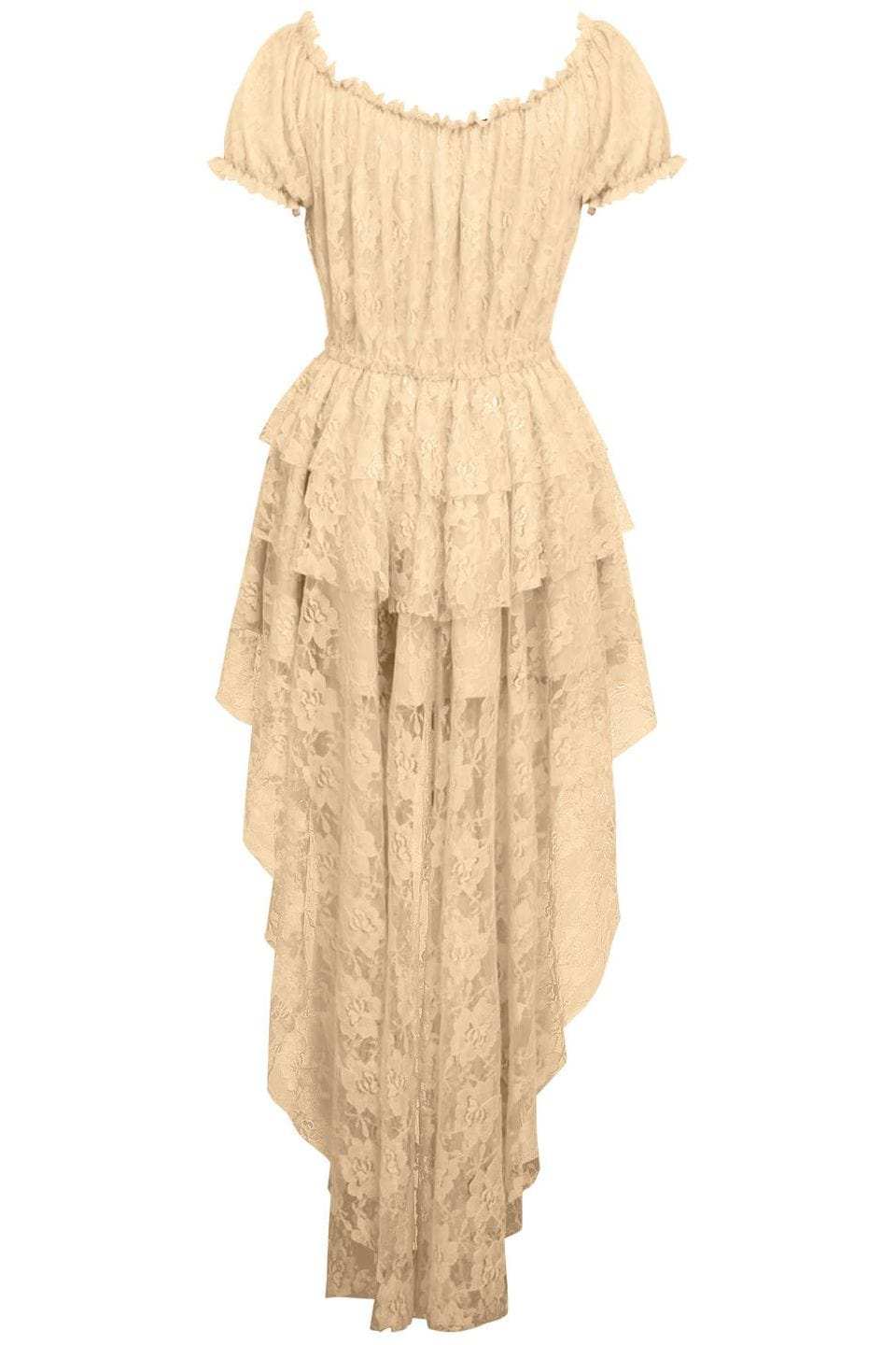 Daisy Corsets Cream High Low Lace Dress - Daisy Corsets - Flyclothing LLC
