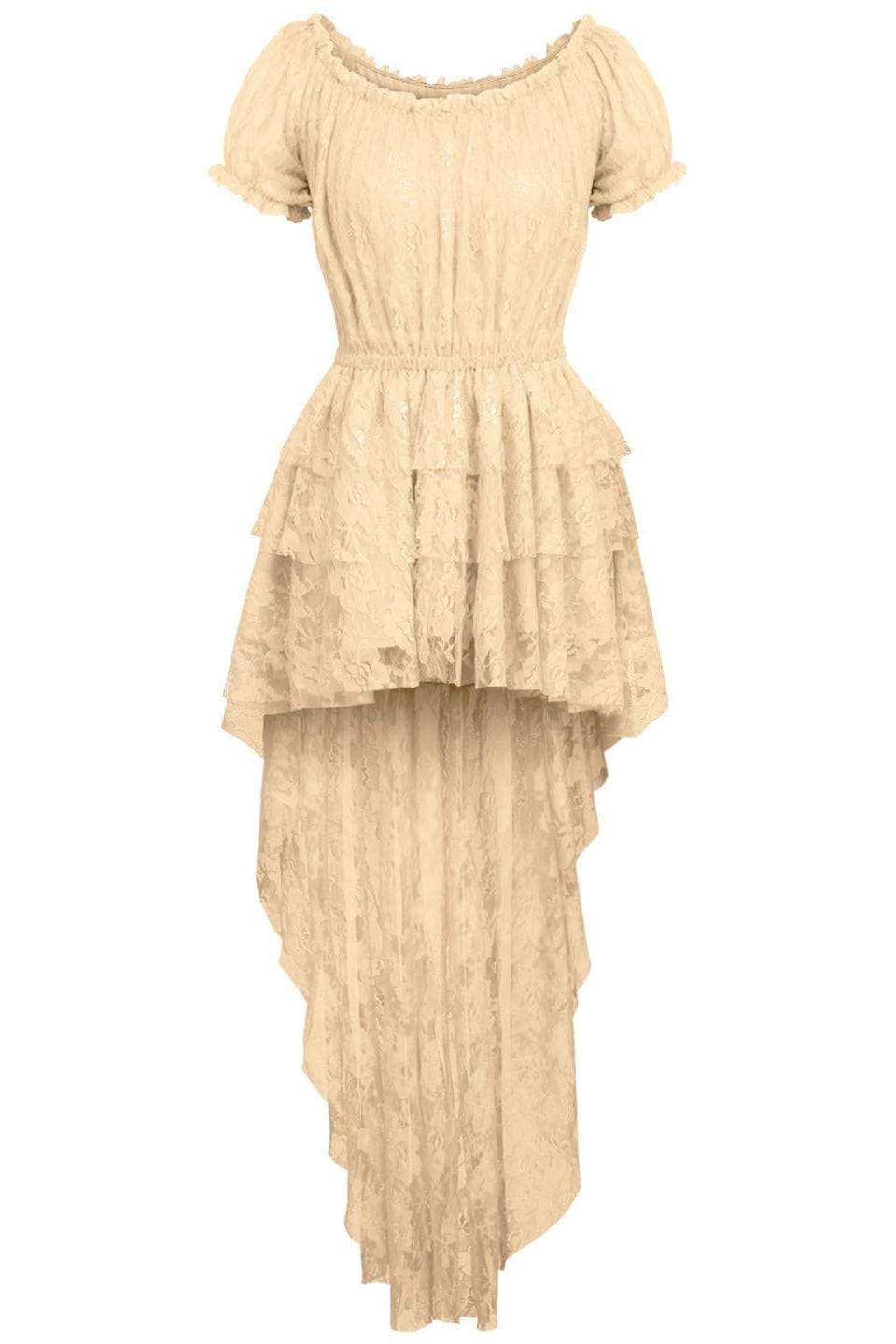 Daisy Corsets Cream High Low Lace Dress - Daisy Corsets - Flyclothing LLC
