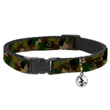Cat Collar Breakaway - Leaf Camo Browns Greens Black - Buckle-Down - Flyclothing LLC