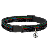 Cat Collar Breakaway with Bell - Racing Stripes Digital Camo Black Gray Green Blue Red - Buckle-Down - Flyclothing LLC
