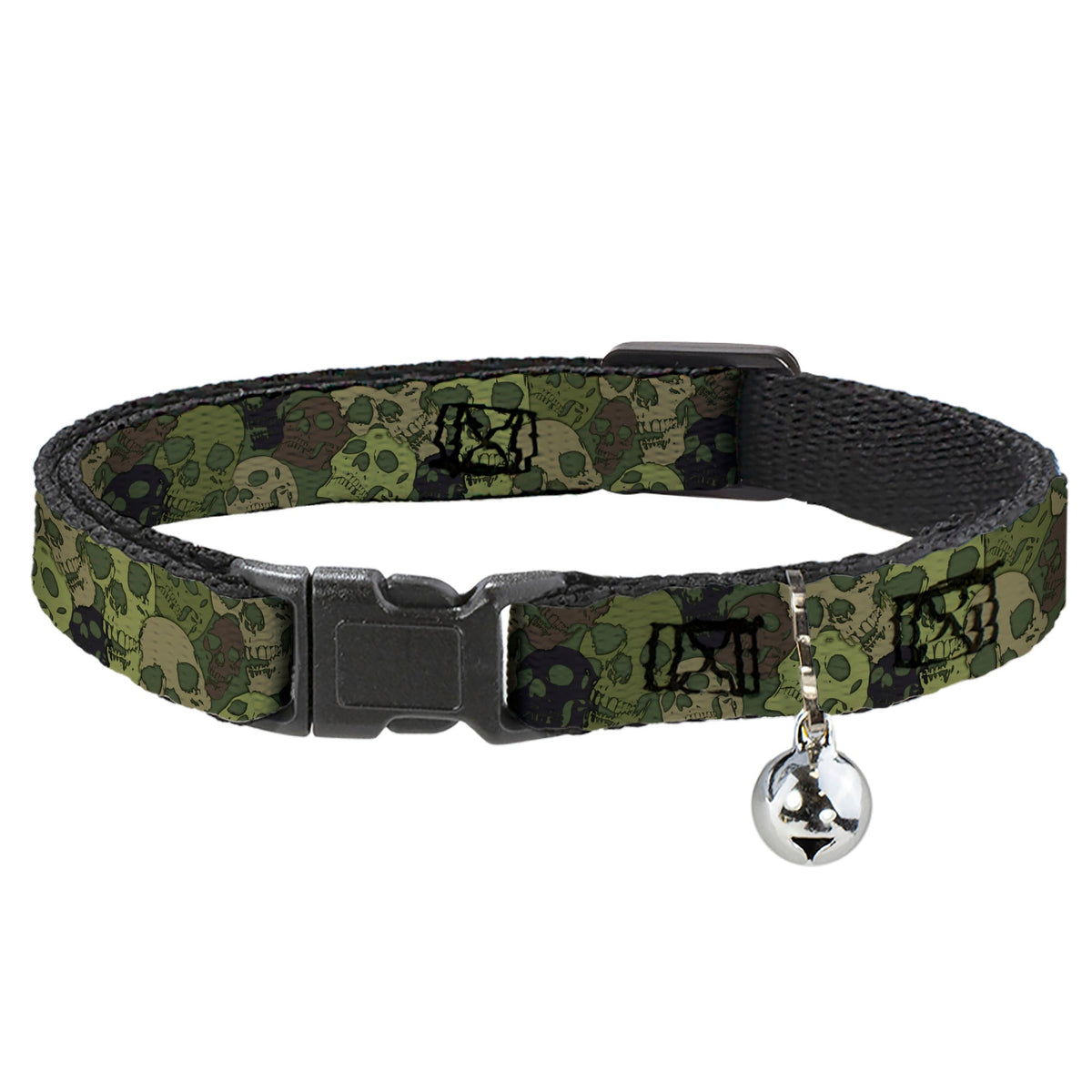 Cat Collar Breakaway - Camo Olive Skull Yard