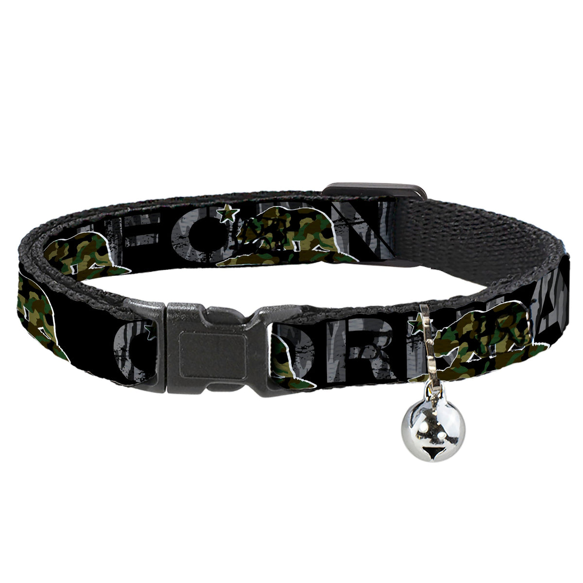 Cat Collar Breakaway - CALIFORNIA Flag Bear Black Camo Gray Camo Olive