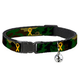 Cat Collar Breakaway - Support Our Troops Camo Olive Yellow Ribbon - Buckle-Down - Flyclothing LLC