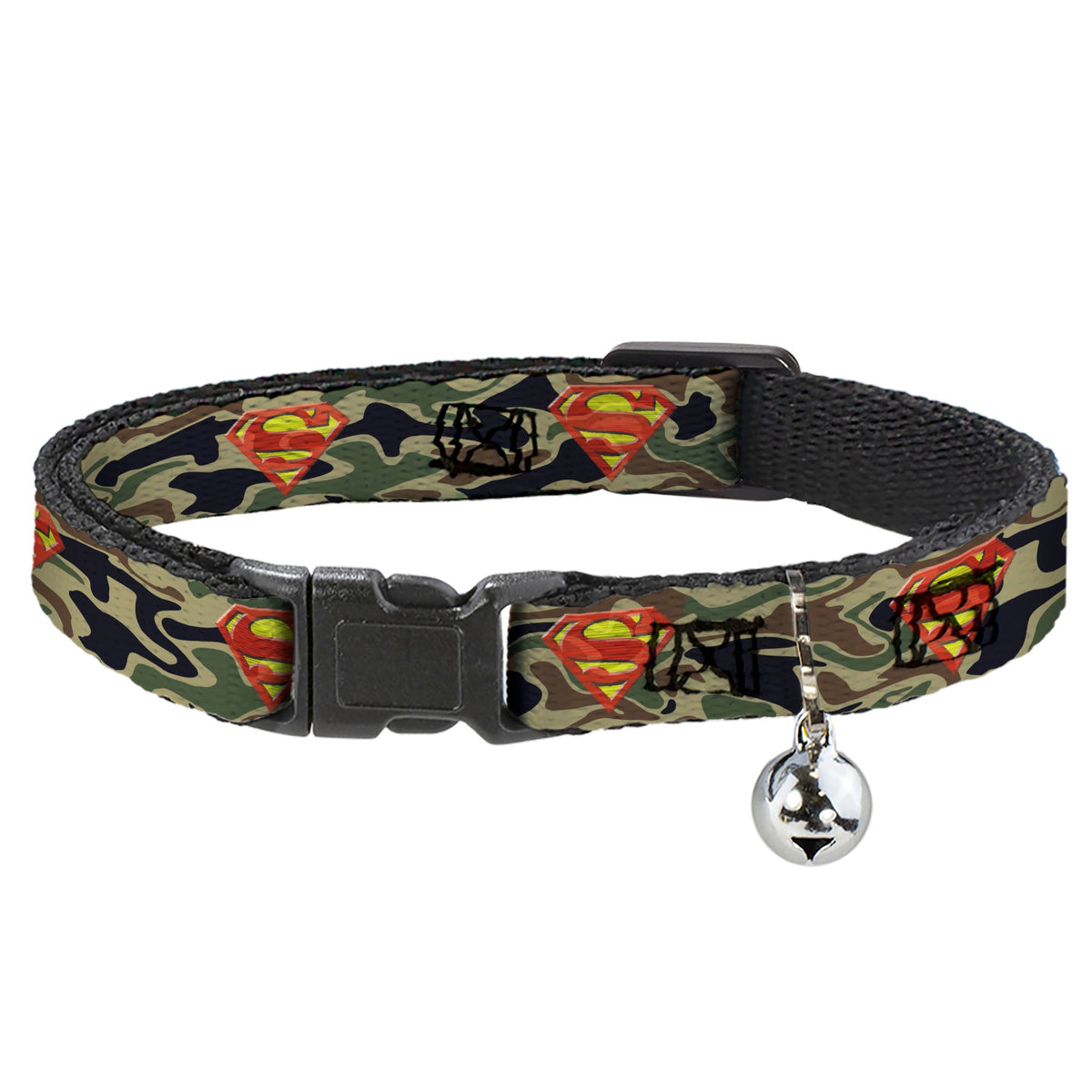 Cat Collar Breakaway - Superman Shield Camo Olive