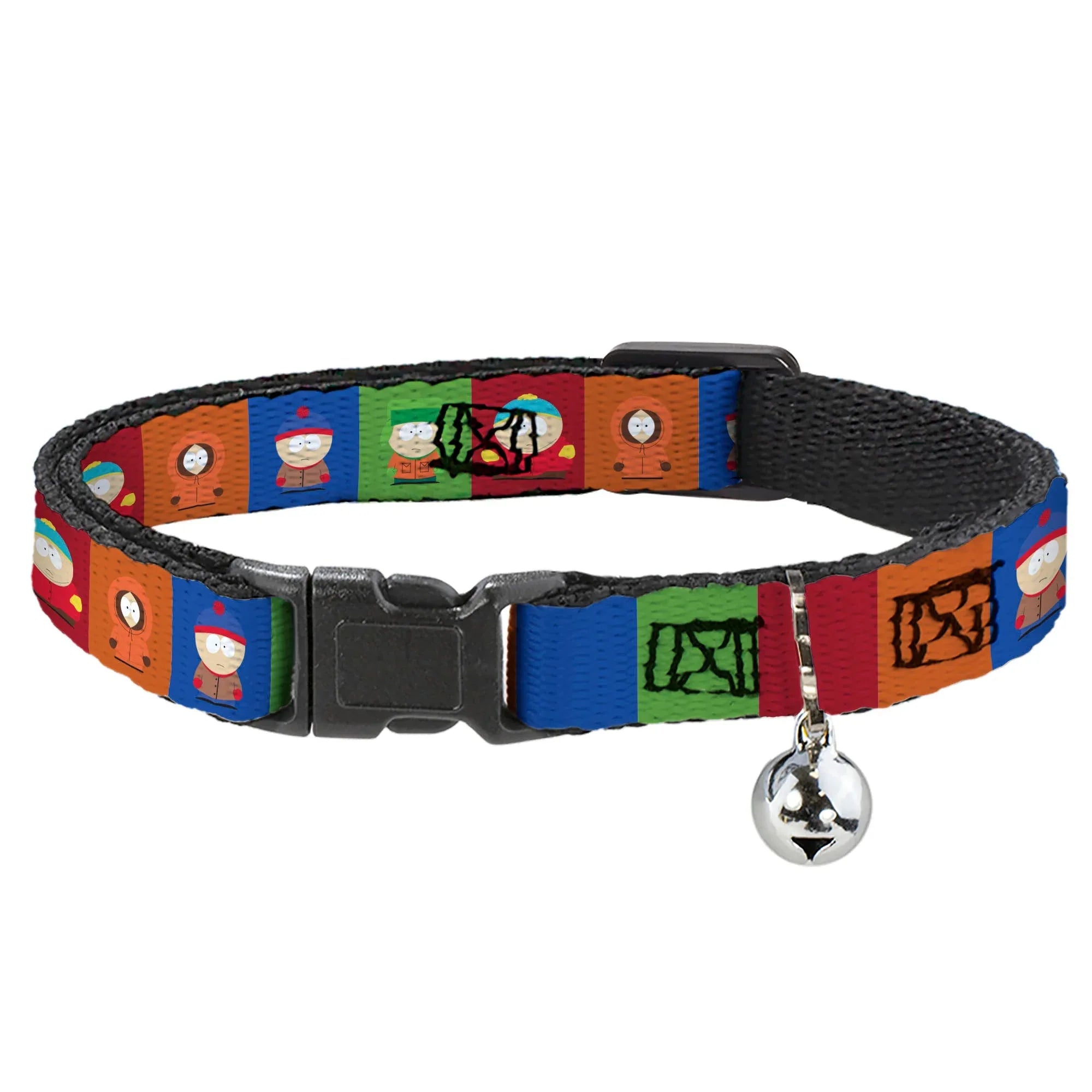 Breakaway Cat Collar with Bell - South Park Boys Pose Blocks Multi Color - Buckle-Down - Flyclothing LLC