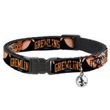 Breakaway Cat Collar with Bell - GREMLINS 1984 Gizmo Face Close-Up Black