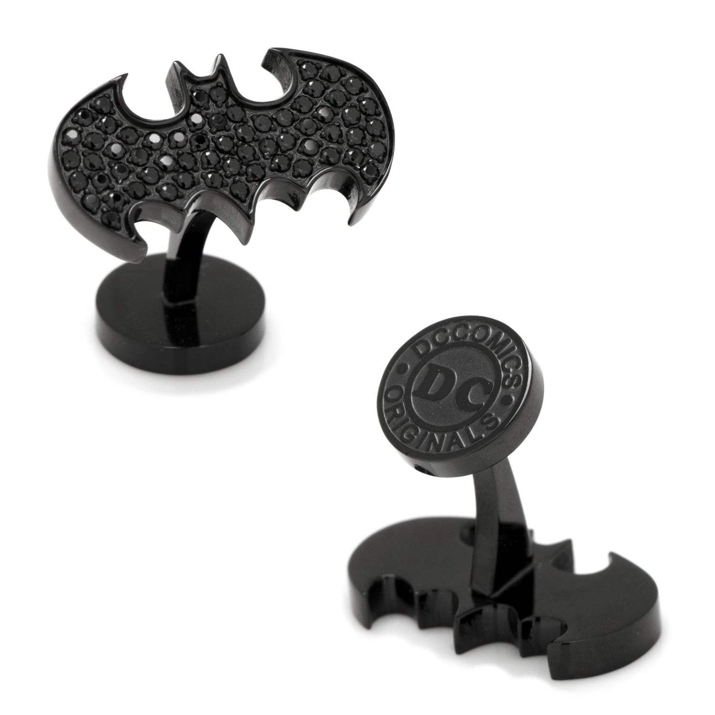 DC Batman Stainless Steel Black Pave Crystal Cufflinks - Cufflinks.com - Flyclothing LLC