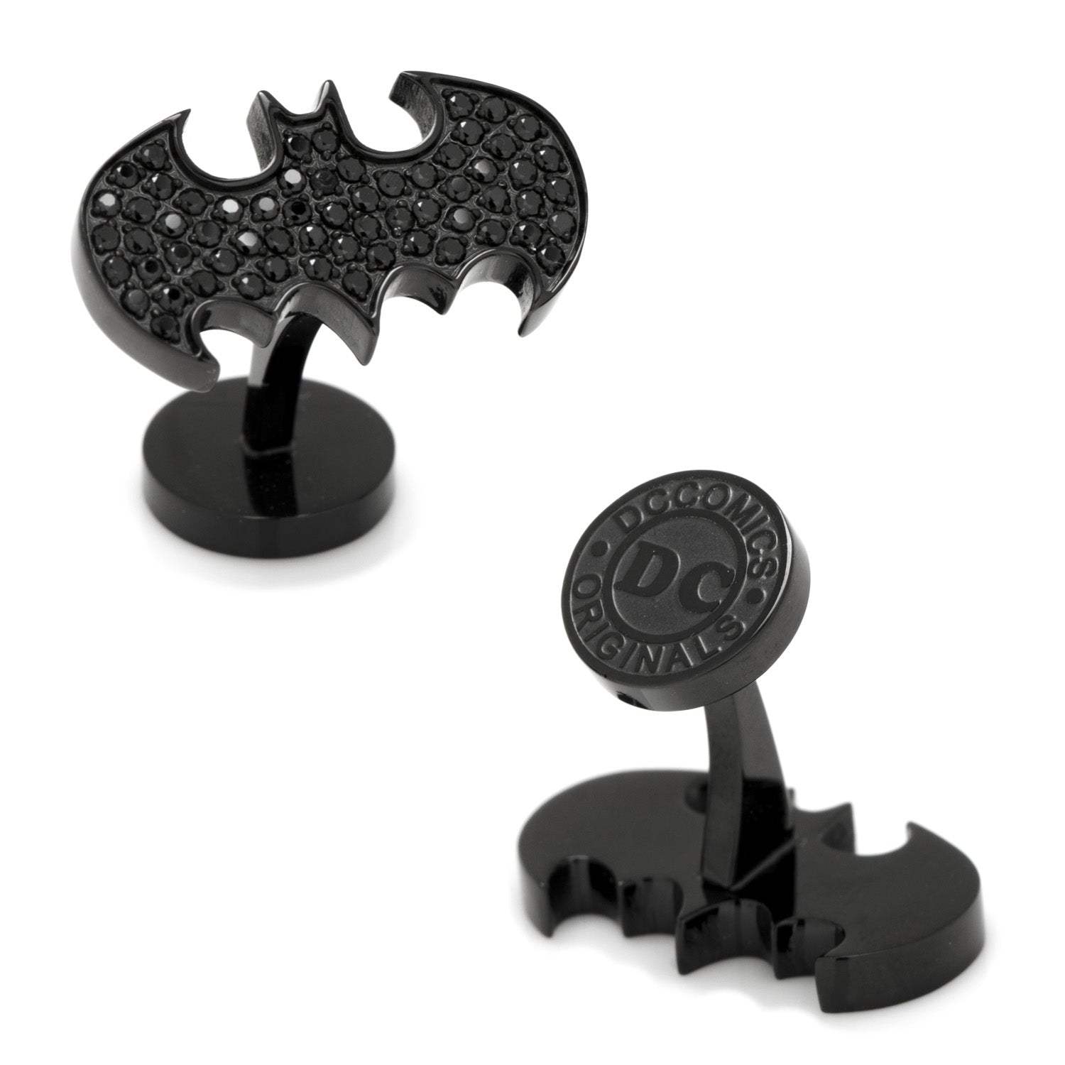 DC Batman Stainless Steel Black Pave Crystal Cufflinks - Cufflinks.com - Flyclothing LLC